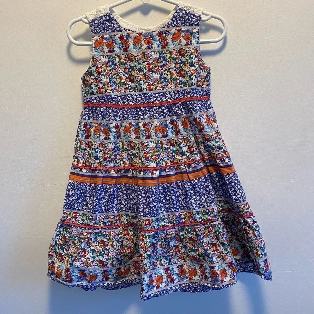 Blueberi Boulevard Colorful Floral Patchwork Dress